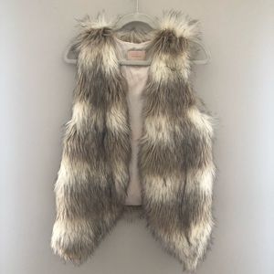 Striped Faux Fur Vest